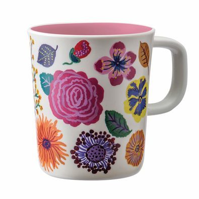 Melamin-Tasse "Blumen rosa"