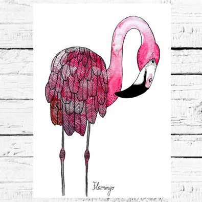 Kunstdruck "Flamingo" A4