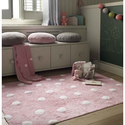 Waschbarer Teppich "Punkte" rosa